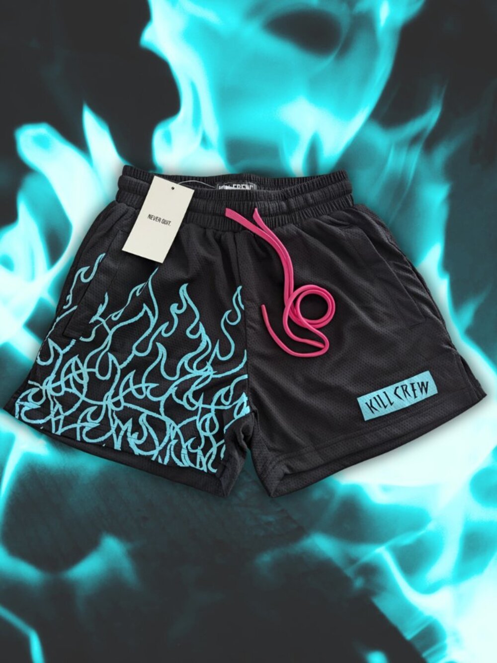 NWT Black and Teal Kill Crew Muay Thai Shorts Size S